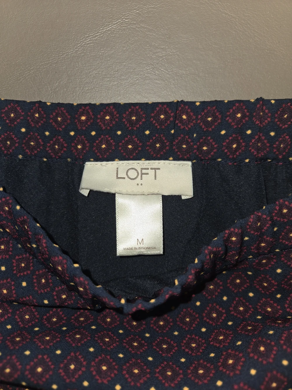 LOFT Burgundy Printed Circle Skater Skirt
